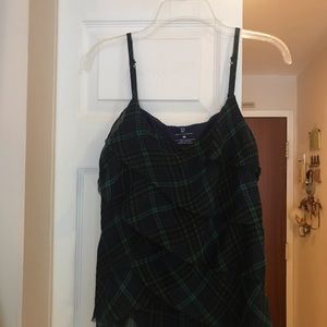 4/$25 NYC Navy/Green, Plaid Spaghetti Strap Top
